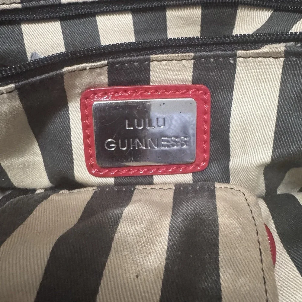 Lulu Guinness London Quilted Lips Large Tote Red‎ Patent